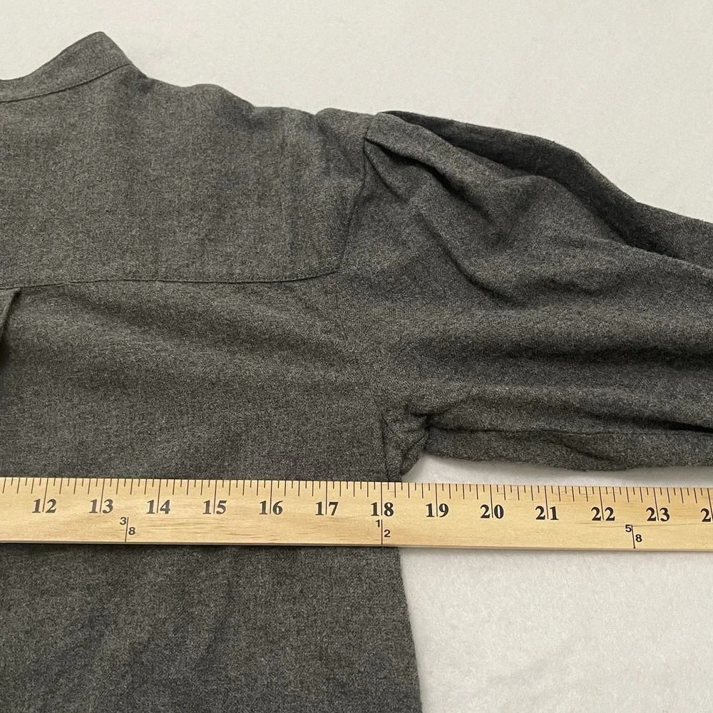Banana Republic Gray 100% Cotton Button Front Blouse XS Puff Sleeve Pocket Top